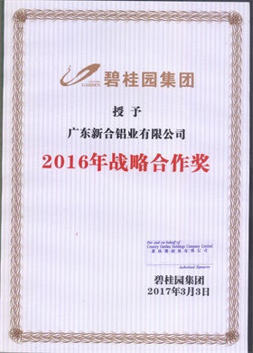 2016碧桂園戰(zhàn)略合作獎